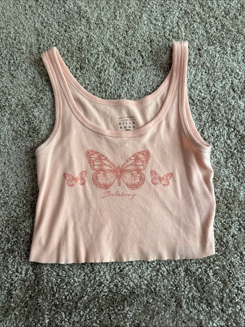 Billabong Light Pink Butterfly Crop Tank Top